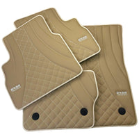 Beige Leather Floor Mats for Mercedes-Benz W463 (2018-2023) ER56 Design - AutoWin