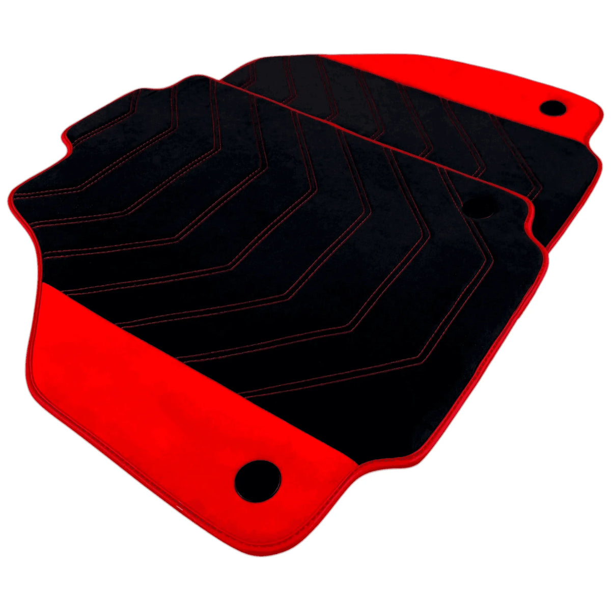 Black Alcantara Floor Mats for Ferrari 458 GT2 (2012-2015) with Red Alcantara Accents