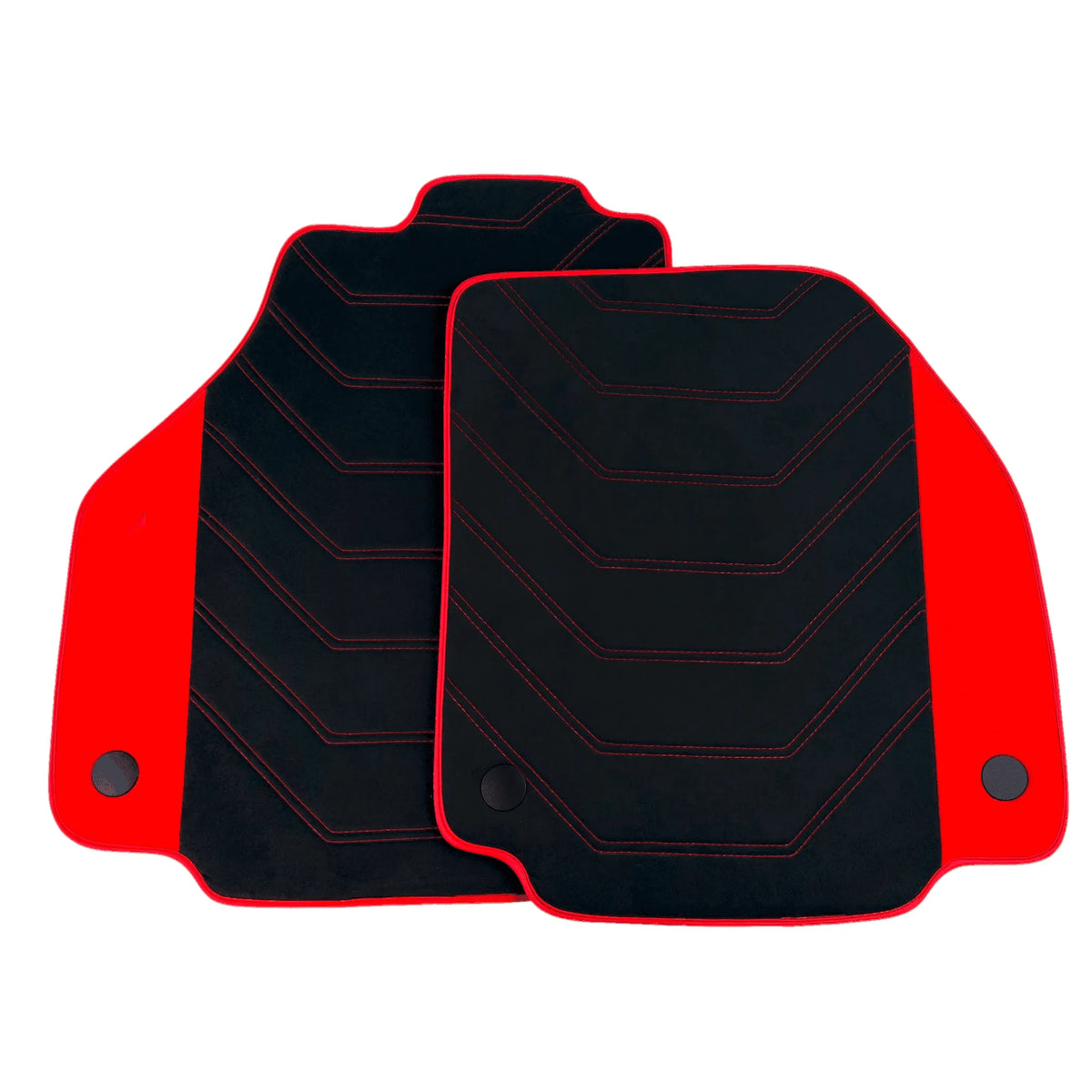 Black Alcantara Floor Mats for Ferrari F8 Tributo (2019-2023) with Red Alcantara Accents