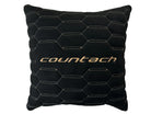 Black Alcantara Leather Pillows Countach Set of 2 Tan Sewing - AutoWin