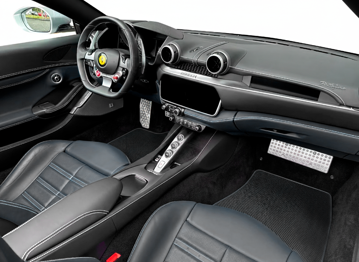 Anpassbare Lederfußmatten mit vertikalem Sechseckmuster für Ferrari Portofino (2018–2023) - AutoWin