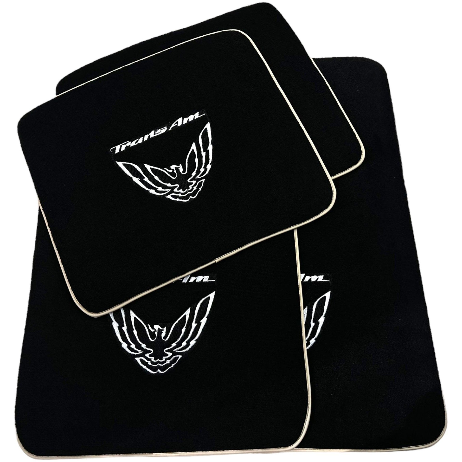Black Floor Mats Beige Trim for Pontiac FireBird (1970-1981) Trans Am - AutoWin