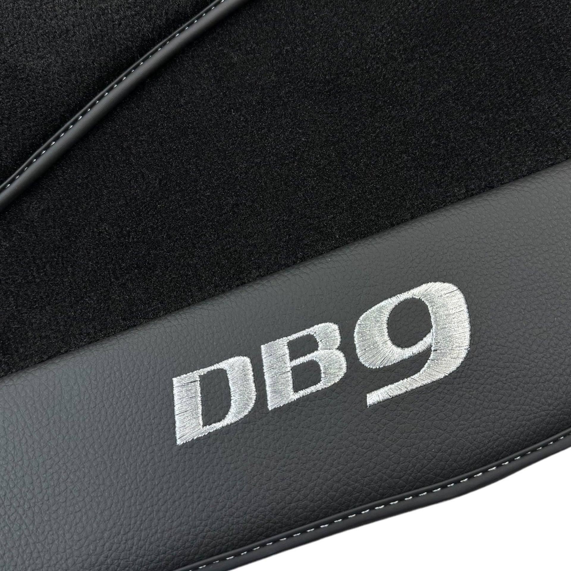 Black Floor Mats for Aston Martin DB9 (2004-2016) with Leather - AutoWin
