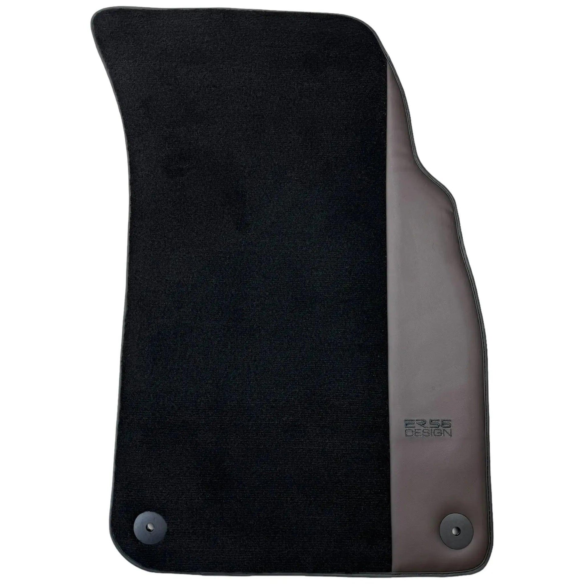 Black Floor Mats for Audi Q8 (2018-2023) with Dark Brown Leather | ER56 Design - AutoWin