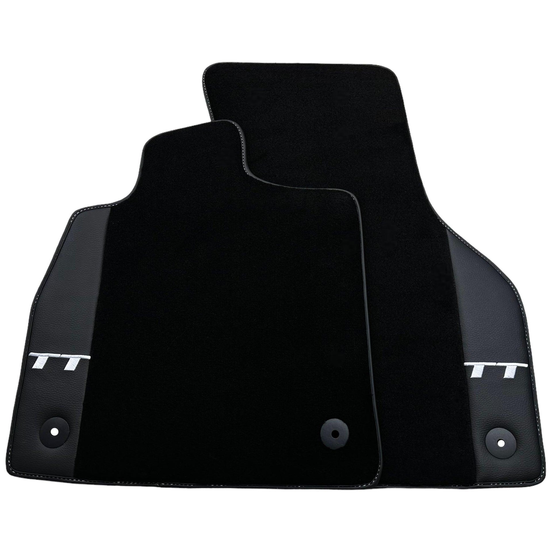 Black Floor Mats for Audi TT MK1 Convertible (1998-2006) with Leather - AutoWin