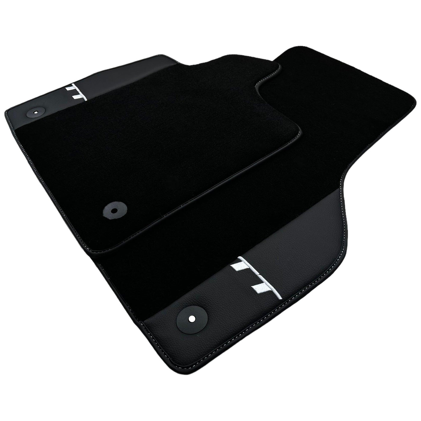 Black Floor Mats for Audi TT MK1 Convertible (1998-2006) with Leather - AutoWin