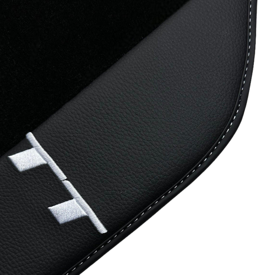 Black Floor Mats for Audi TT MK2 Convertible (2006-2014) with Leather - AutoWin