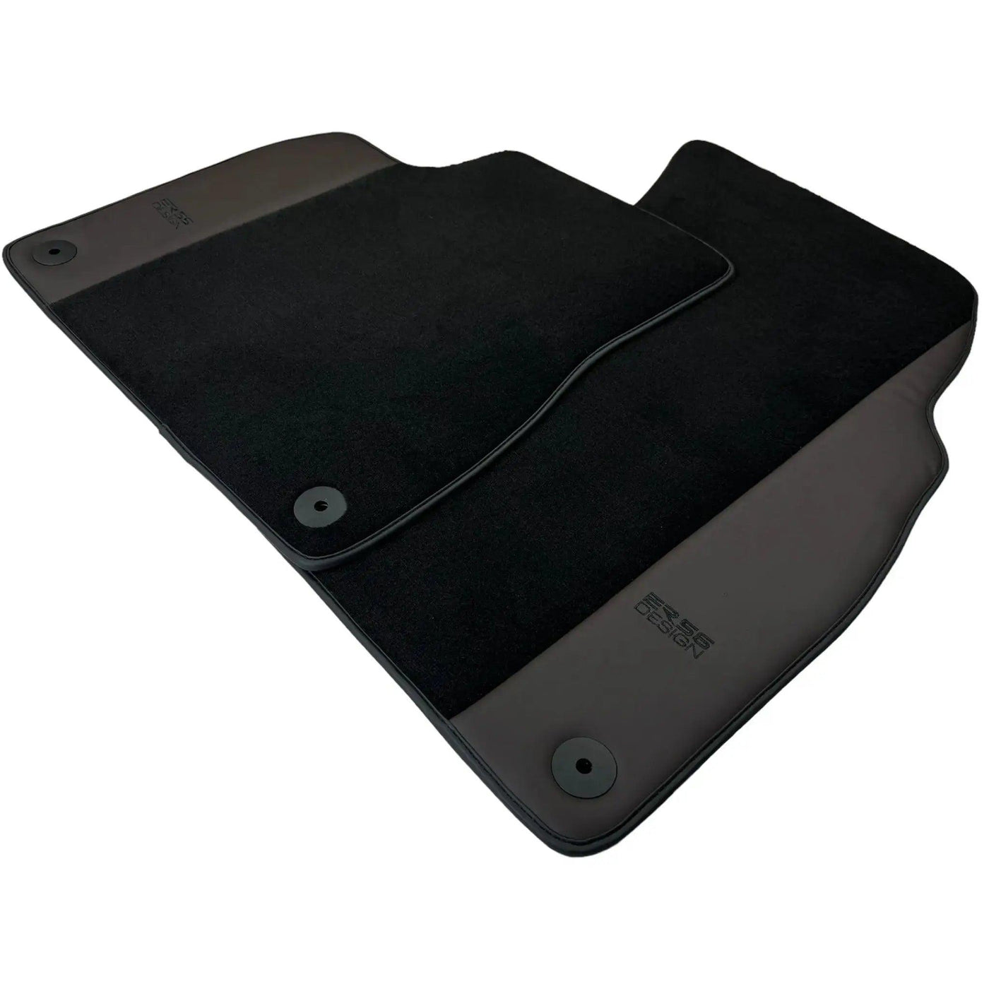 Black Floor Mats for Bentley Bentayga (2015-2023) with Dark Brown Leather | ER56 Design - AutoWin