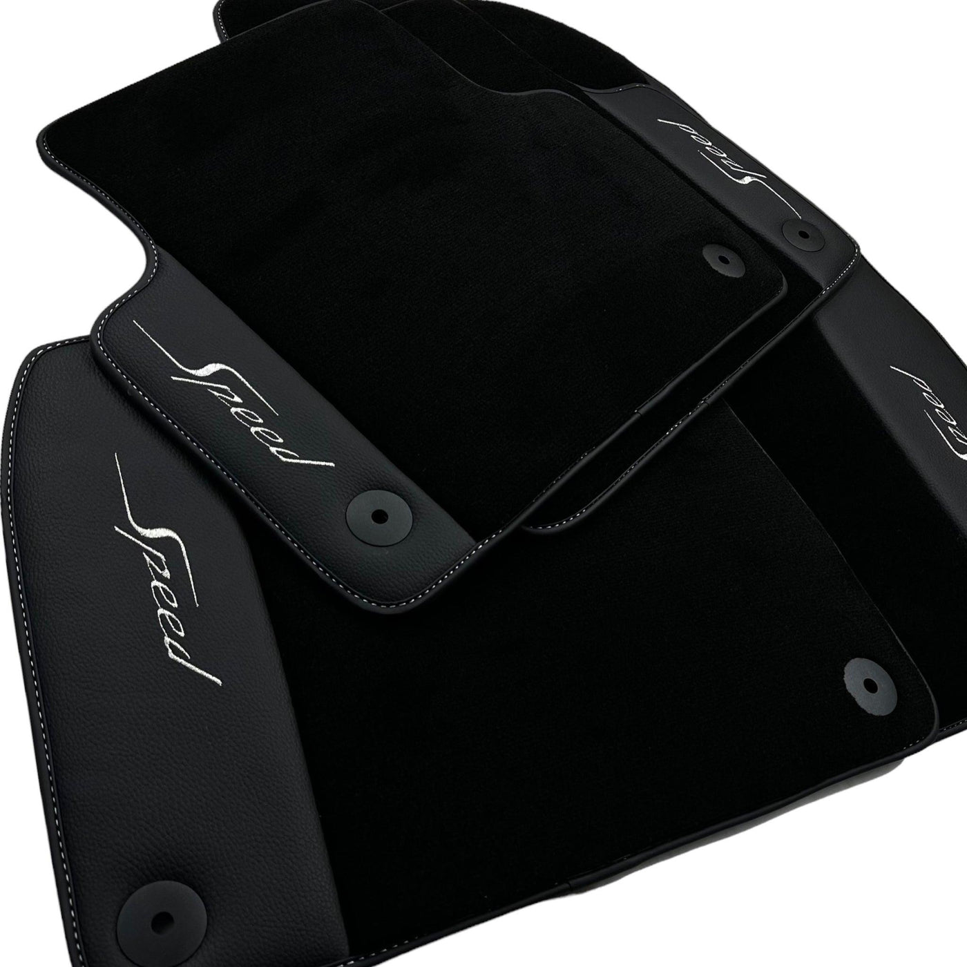 Black Floor Mats For Bentley Bentayga (2015-2023) with Leather - AutoWin