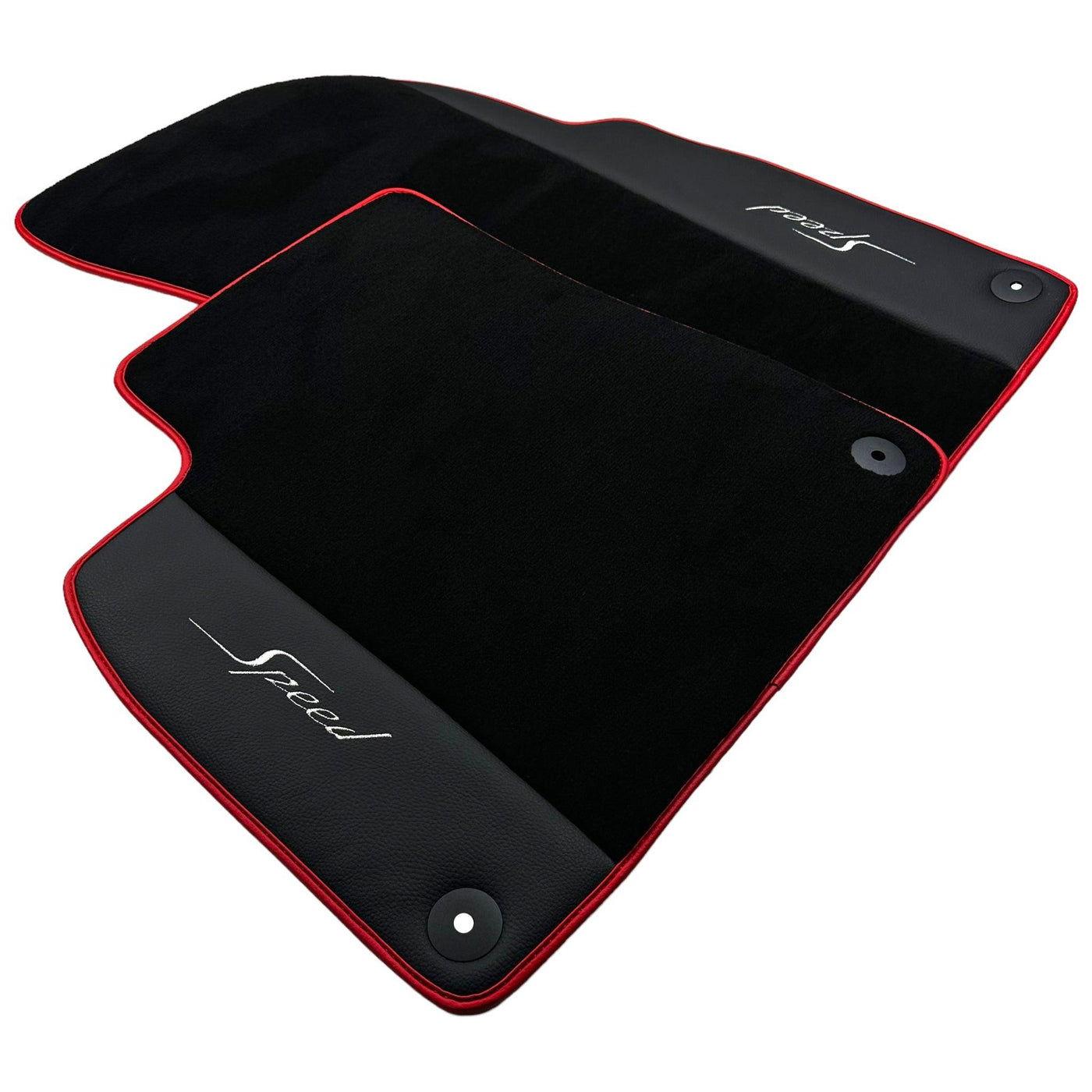 Black Floor Mats for Bentley Bentayga (2015-2023) with Leather | Red Trim - AutoWin