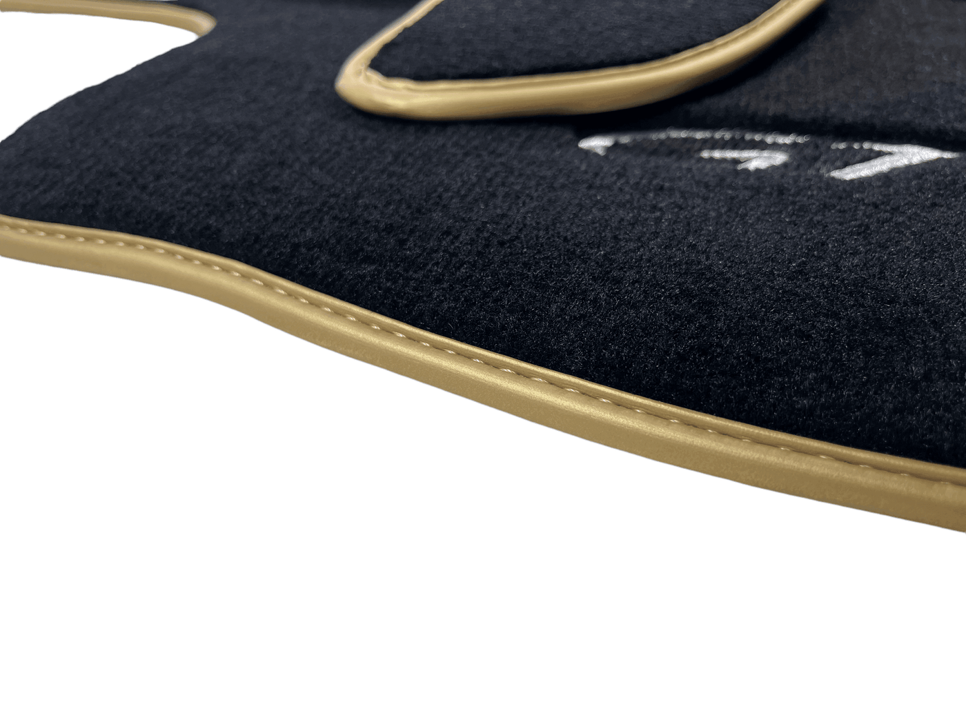 Black Floor Mats For Bentley Continental GT (2011–2018) With Gold Color Trim - AutoWin