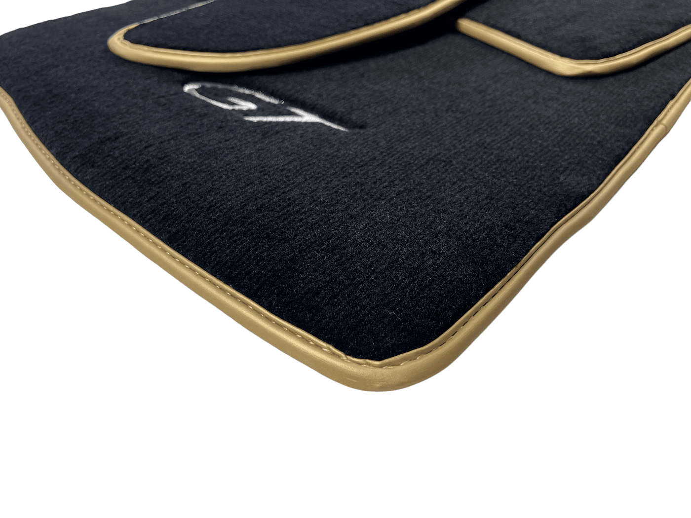 Black Floor Mats For Bentley Continental GT (2011–2018) With Gold Color Trim - AutoWin