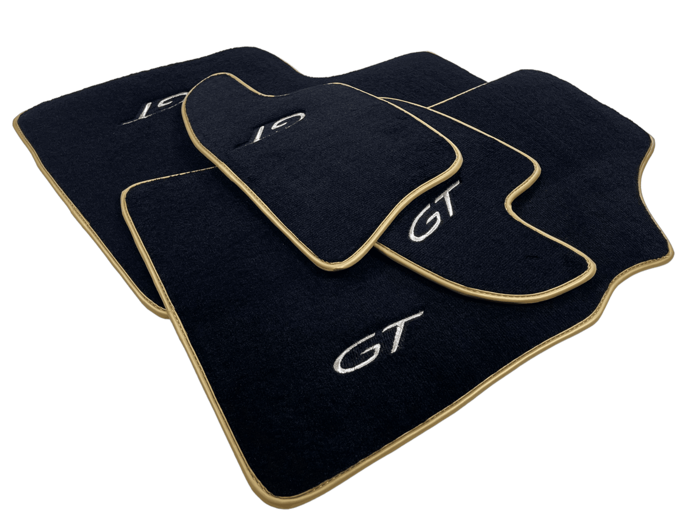 Black Floor Mats For Bentley Continental GT (2011–2018) With Gold Color Trim - AutoWin