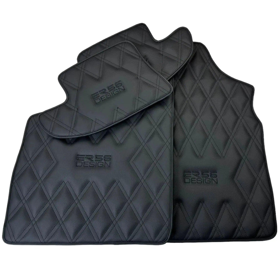 Black Floor Mats for Bentley Continental GT (2011–2018) with Leather | ER56 Design - AutoWin