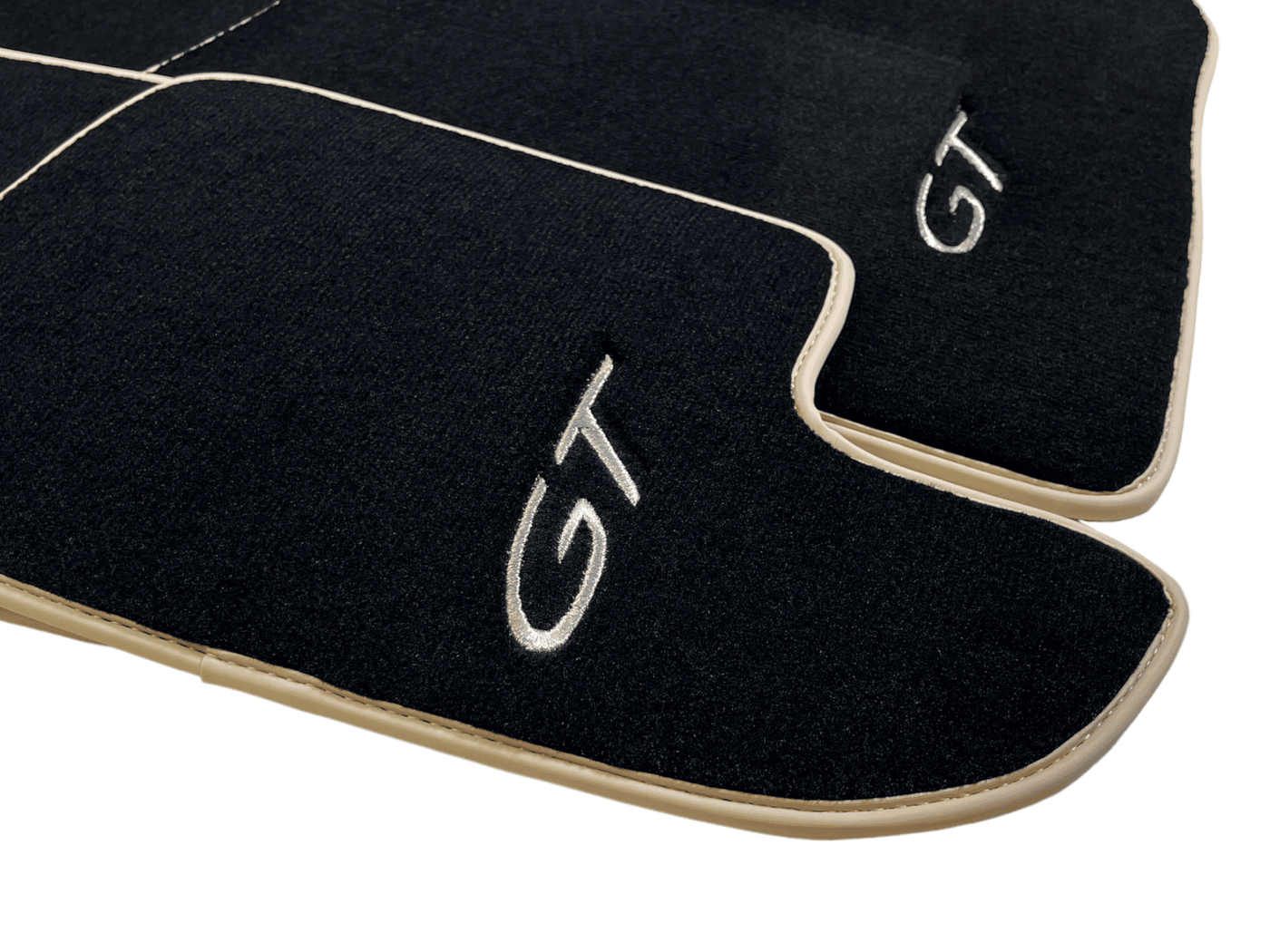 Black Floor Mats For Bentley Continental GTC (2011-2018) With Beige Trim - AutoWin