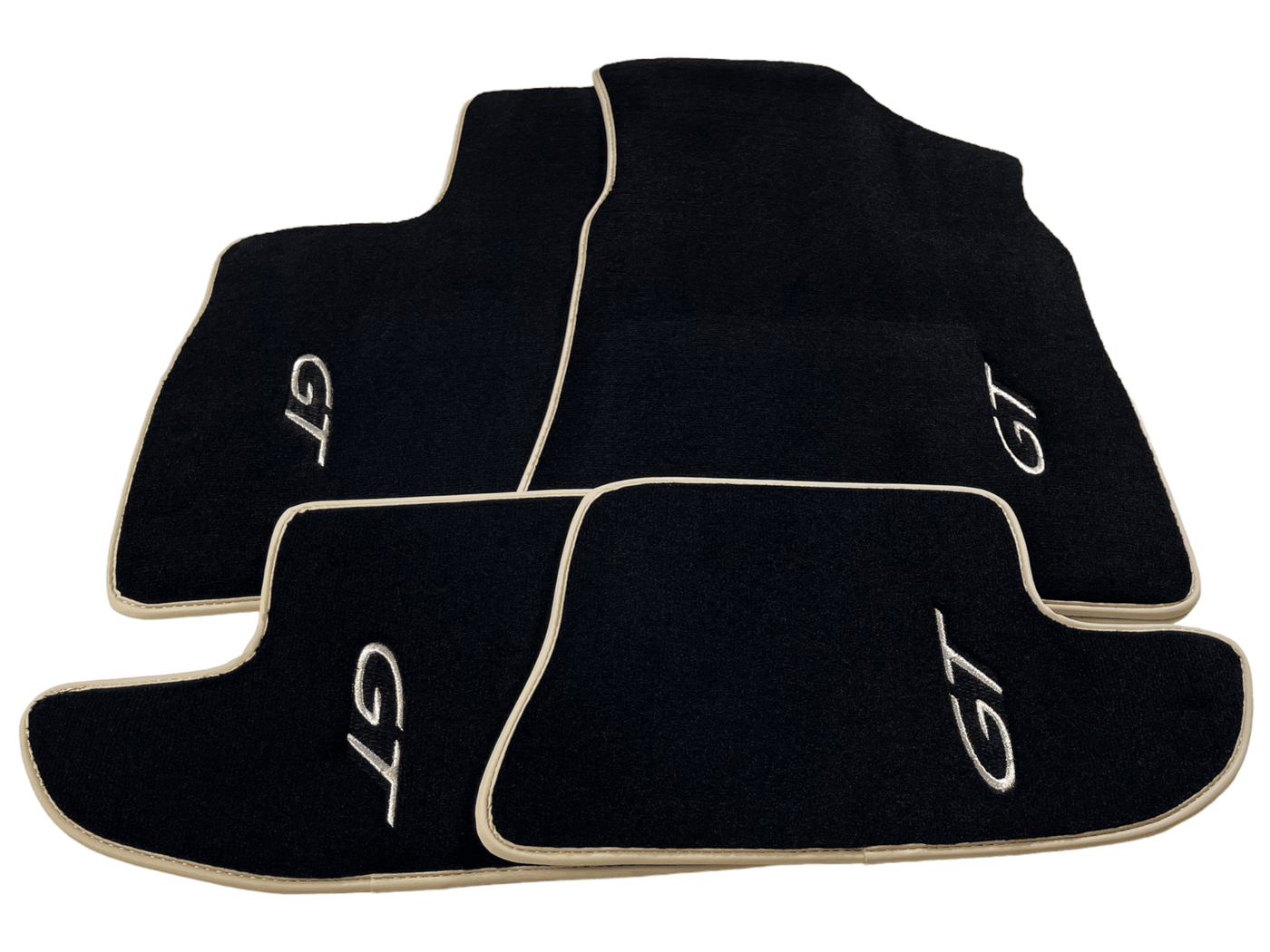 Black Floor Mats For Bentley Continental GTC (2011-2018) With Beige Trim - AutoWin