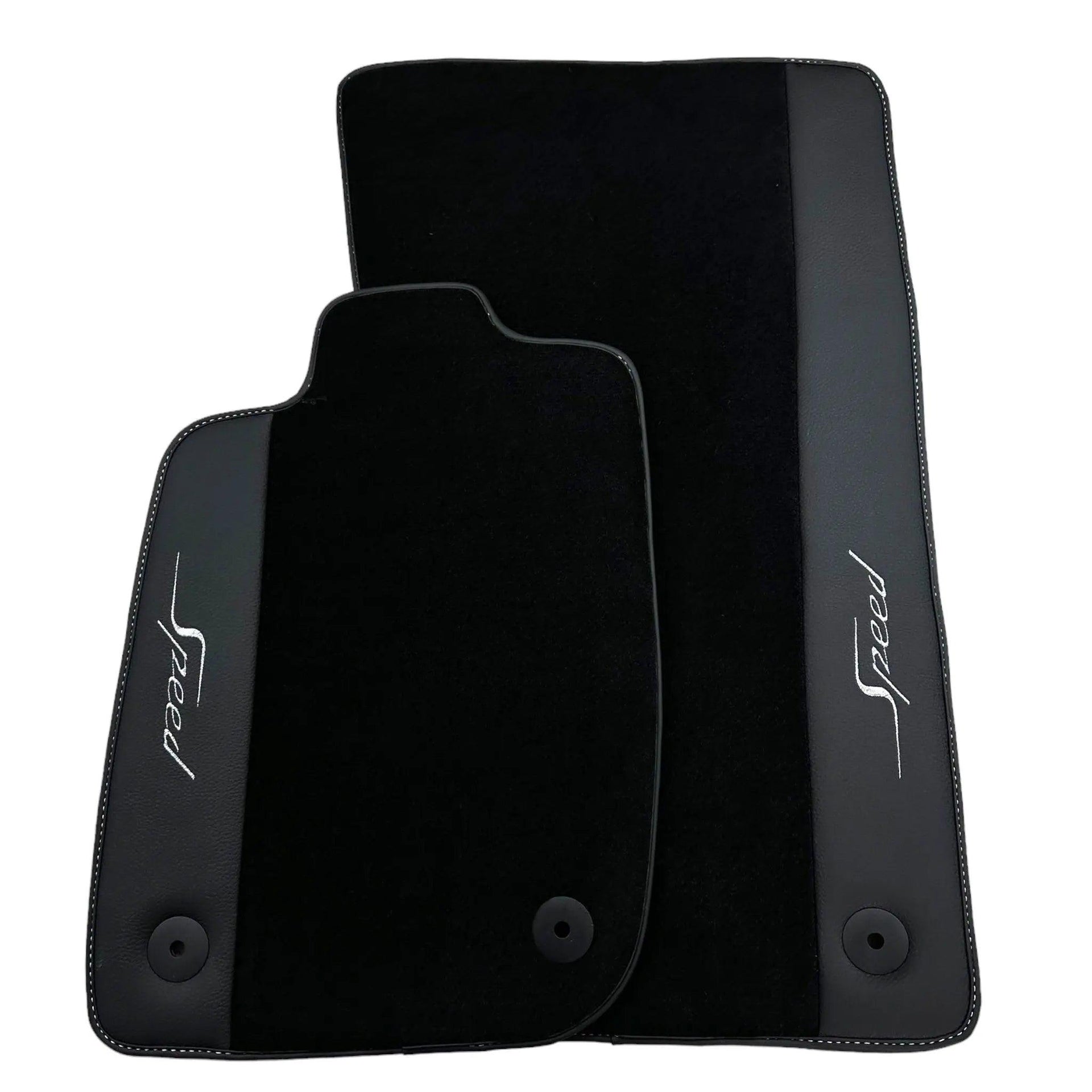 Black Floor Mats For Bentley Continental GTC (2018-2023) Speed with Leather - AutoWin