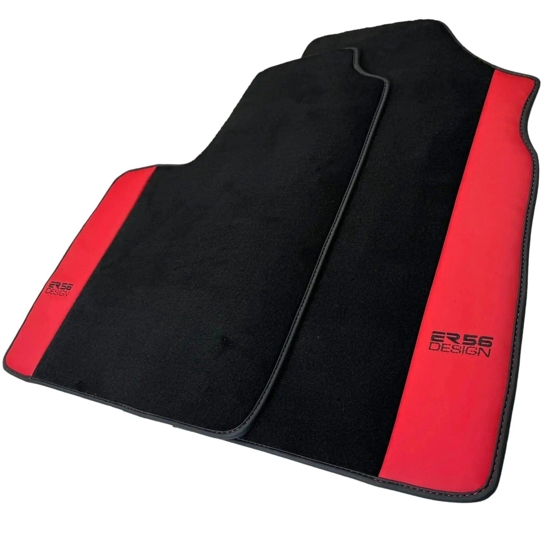 Black Floor Mats for Bentley Continental GTC (2018–2023) with Red Leather | ER56 Design - AutoWin