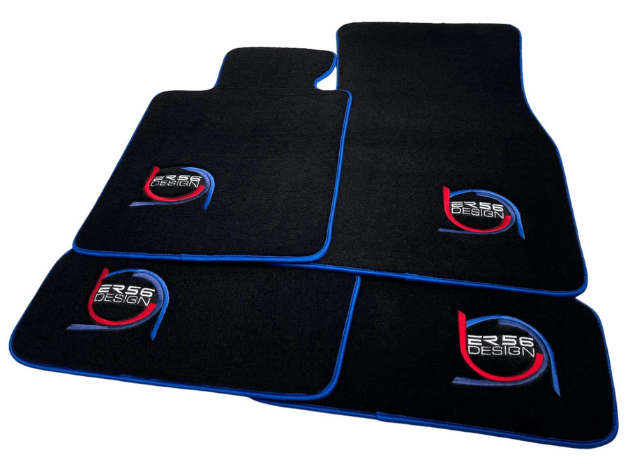 Black Floor Mats For BMW 5 Series E61 Wagon ER56 Design Limited Edition Blue Trim - AutoWin