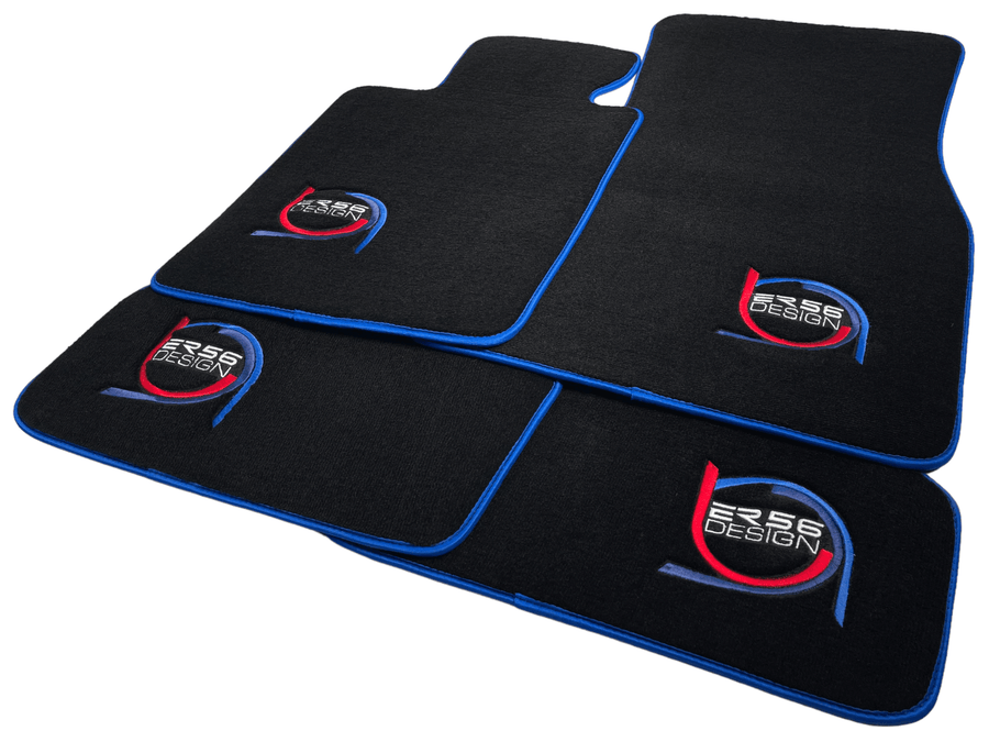 Black Floor Mats For BMW Gran Tourer F46 (2015-2022) 7 Seats ER56 Design Limited Edition Blue Trim - AutoWin