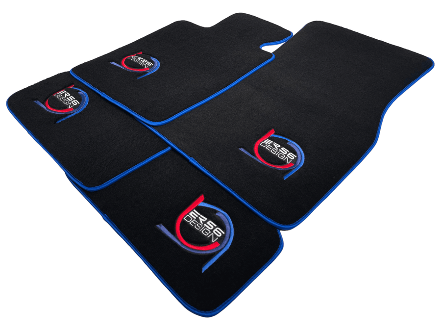 Black Floor Mats For BMW Gran Tourer F46 (2015-2022) 7 Seats ER56 Design Limited Edition Blue Trim - AutoWin