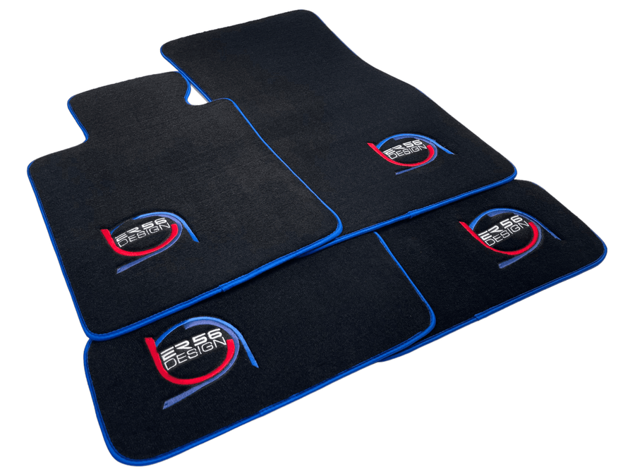 Black Floor Mats For BMW G60 (2023-2026) Sedan ER56 Design Limited Edition Blue Trim - AutoWin