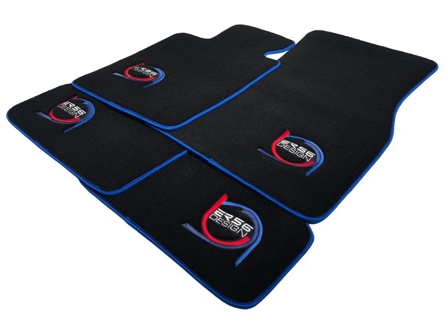 Black Floor Mats For BMW Gran Tourer F46 (2015-2022) 7 Seats ER56 Design Limited Edition Blue Trim - AutoWin