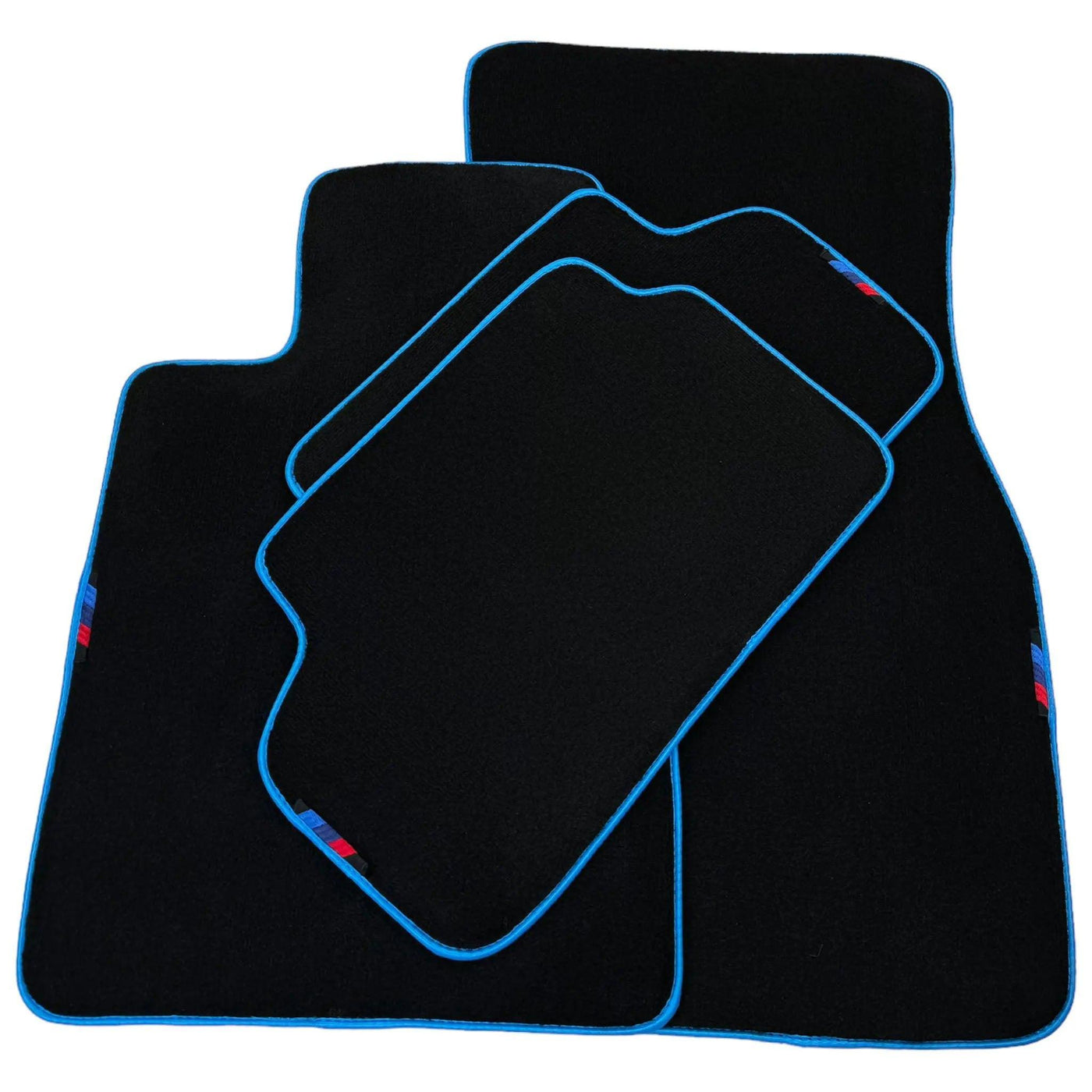 Black Floor Mats For BMW 5 Series G30 | Sky Blue Trim - AutoWin