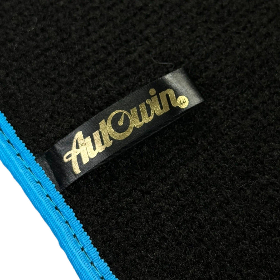 Black Floor Mats For BMW Gran Tourer F46 (2015-2022) 7 Seats | Sky Blue Trim - AutoWin