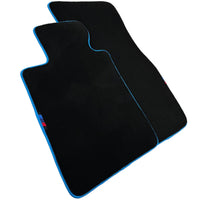 Black Floor Mats For BMW G60 (2023-2026) Sedan | Sky Blue Trim - AutoWin