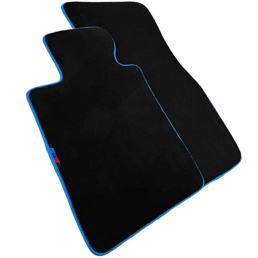 Black Floor Mats For BMW Gran Tourer F46 (2015-2022) 7 Seats | Sky Blue Trim - AutoWin