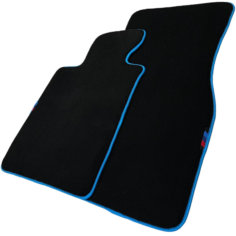 Black Floor Mats For BMW U06 (2022-2026) | Sky Blue Trim - AutoWin