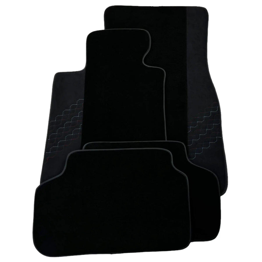 Black Floor Mats for BMW 5 Series G30 Sedan (2016-2023) with Alcantara Leather - AutoWin