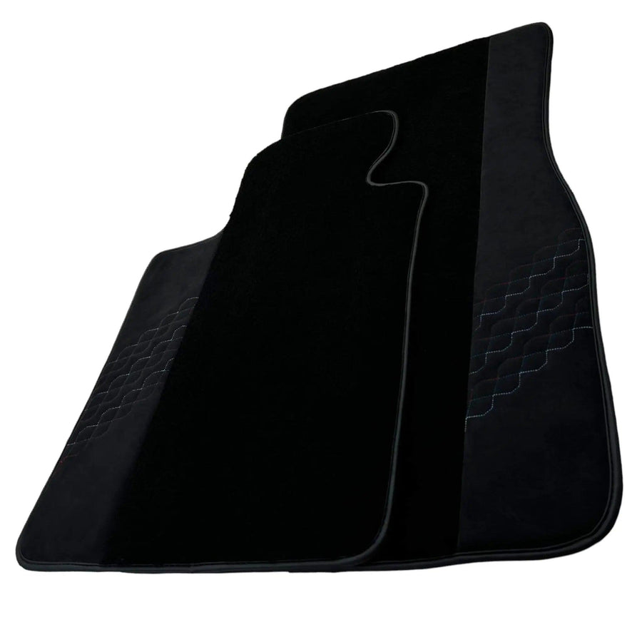 Black Floor Mats for BMW 5 Series G30 Sedan (2016-2023) with Alcantara Leather - AutoWin