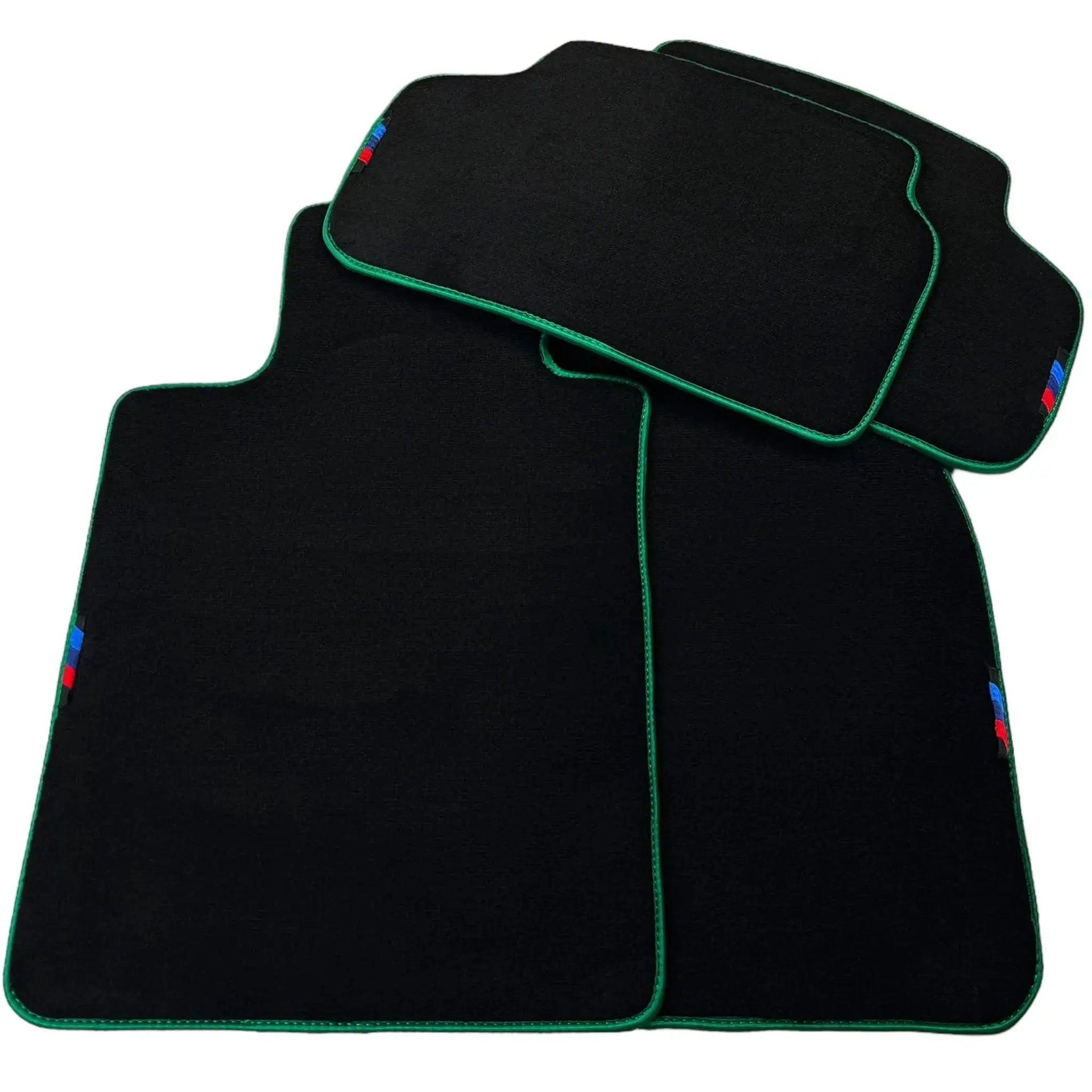 Black Floor Mats For BMW 7 Series E66 | Green Trim AutoWin Brand - AutoWin
