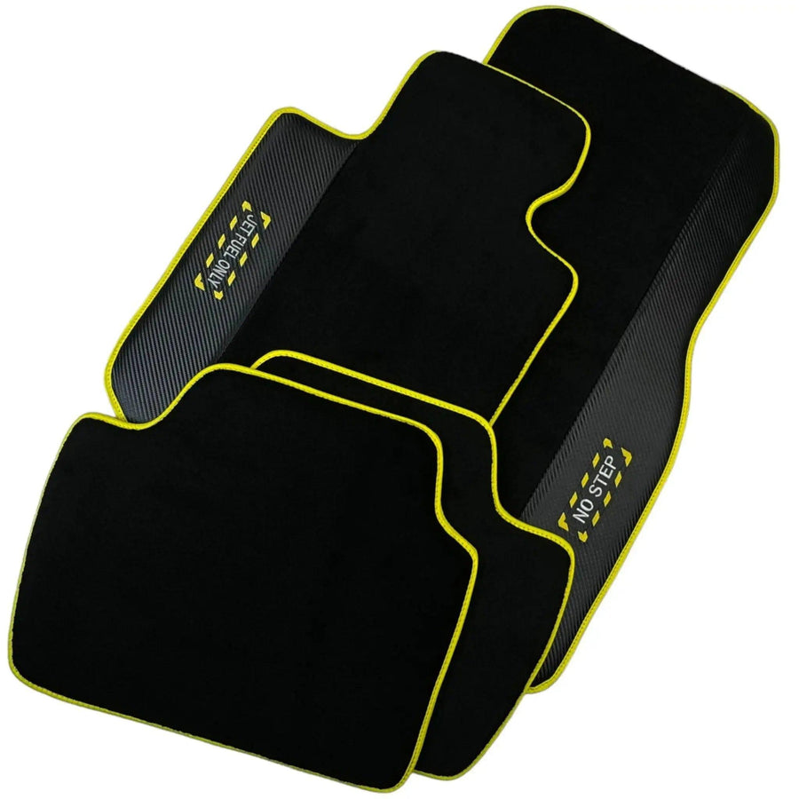 Black Floor Mats For BMW 8 Series Gran Coupe G16 | Fighter Jet Edition | Yellow Trim AutoWin Brand - AutoWin