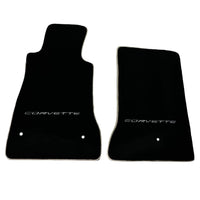 Black Floor Mats For Chevrolet Corvette C6 (2005-2013) with Beige Trim - AutoWin