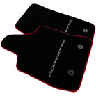 Black Floor Mats For Chevrolet Corvette C7 (2014-2019) | Red Trim - AutoWin