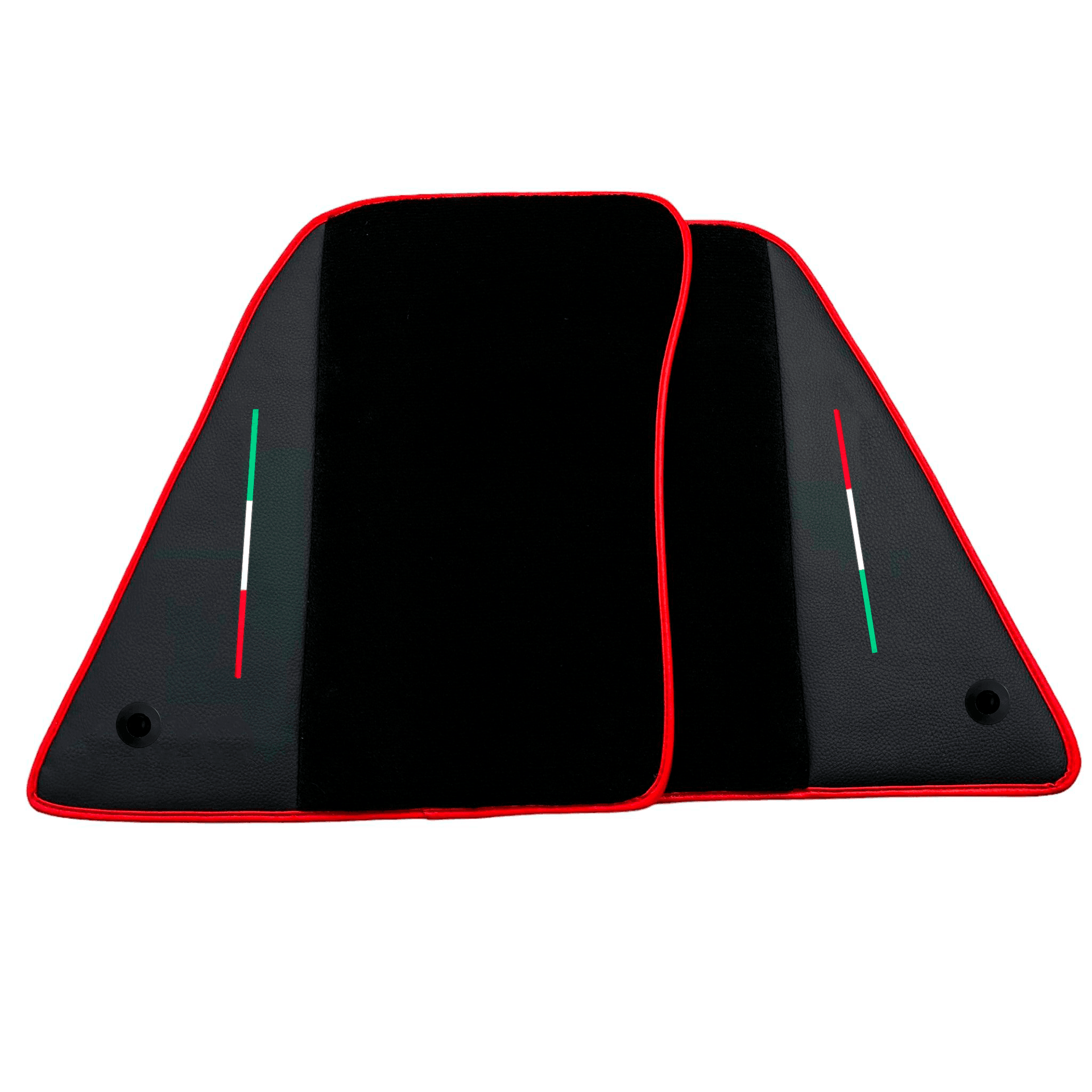 Black Floor Mats for Ferrari SF90 Stradale (2019-2024) with Leather and Red Trim - AutoWin