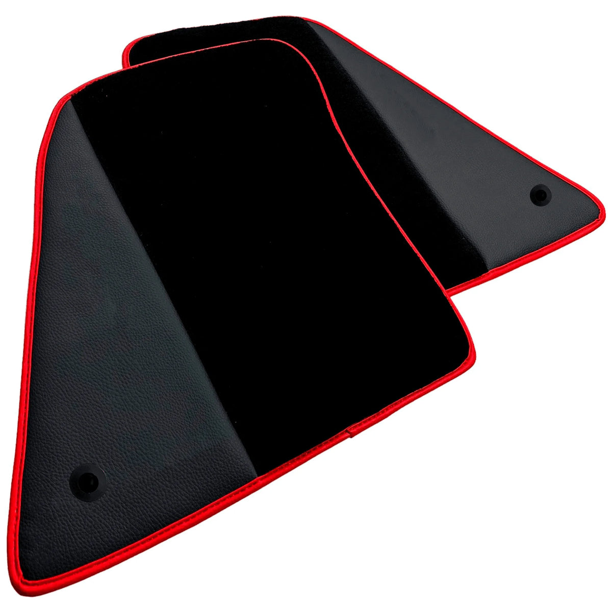 Black Floor Mats for Ferrari 296 GTB (2022-2027) with Leather and Red Trim