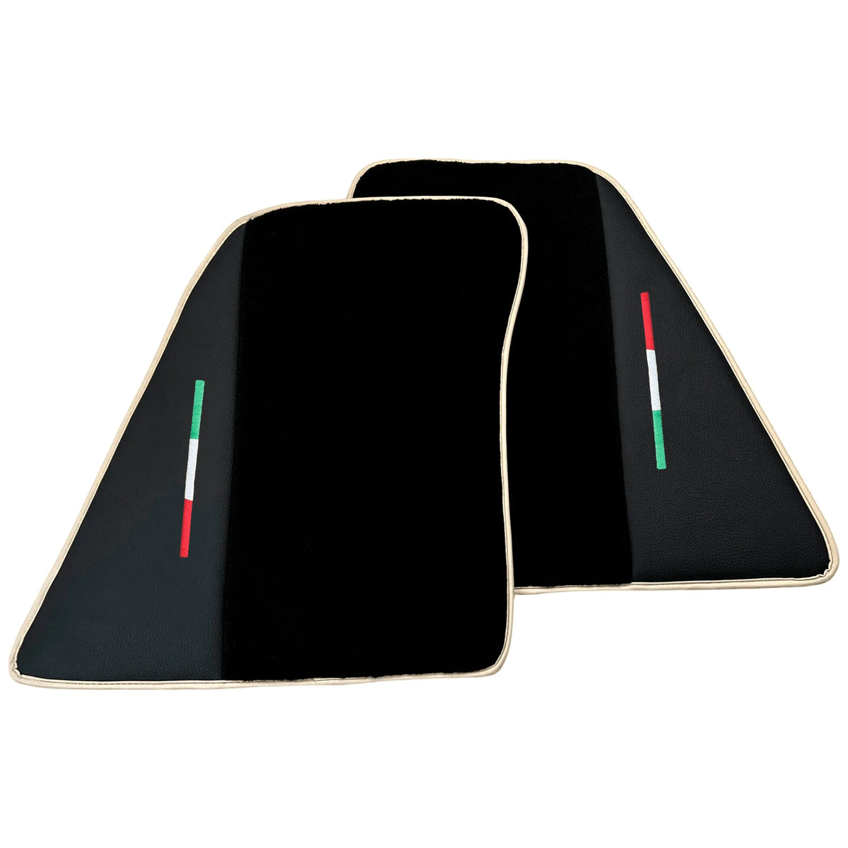 Black Floor Mats for Ferrari 296 GTB (2022-2027) with Leather | Beige Trim - AutoWin