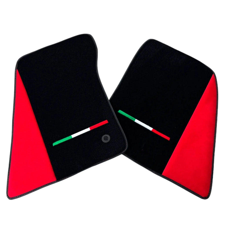 Black Floor Mats for Ferrari 296 GTB with Red Alcantara Borders | Italian Edition - AutoWin