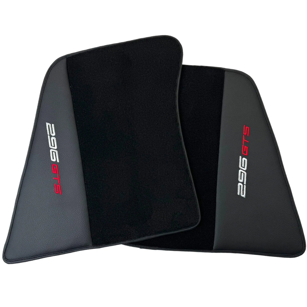 Black Floor Mats for Ferrari 296 GTS (2022-2027) with Leather - AutoWin