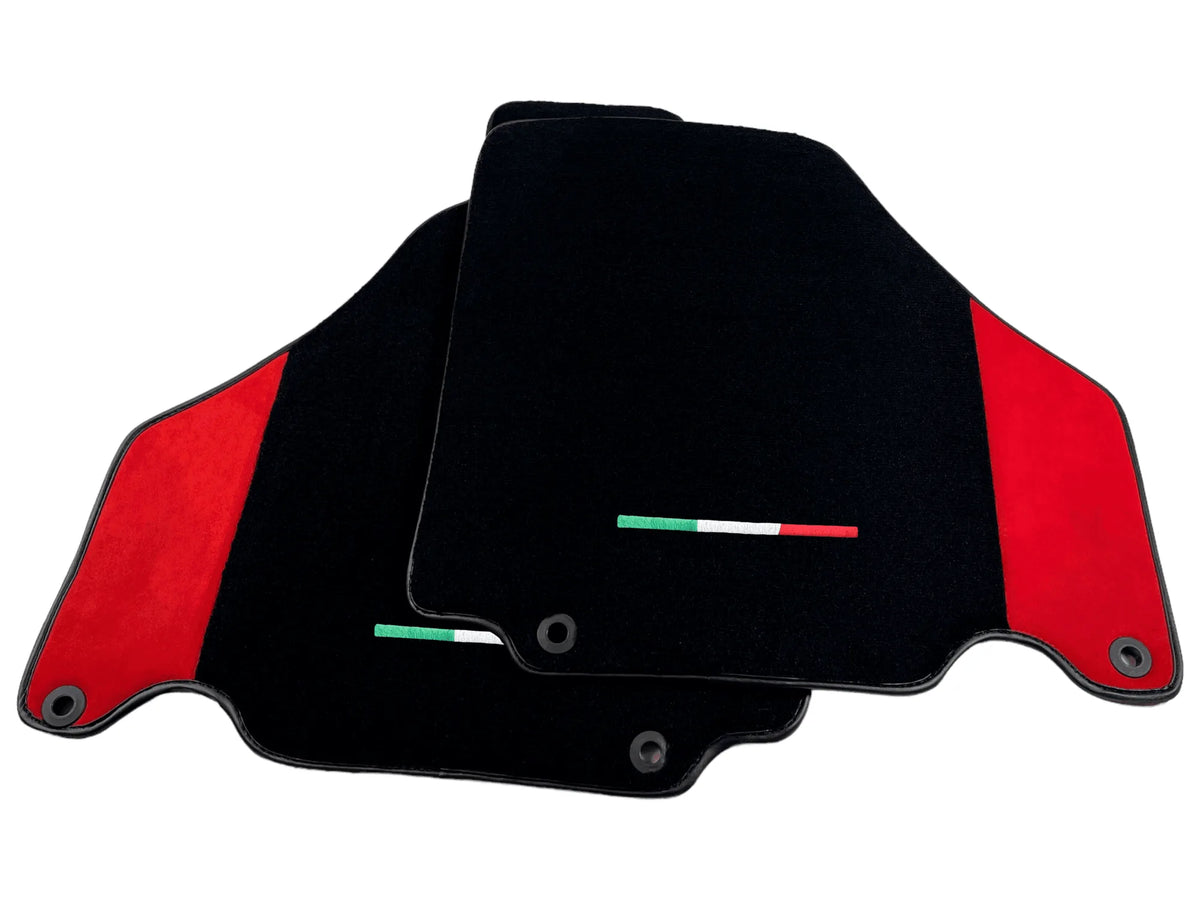 Black Floor Mats For Ferrari 360 Modena 1999-2005 With Red Alcantara Leather - AutoWin