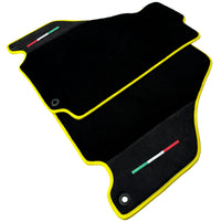 Black Floor Mats for Ferrari 360 Spider with Alcantara Leather | Yellow Trim - AutoWin