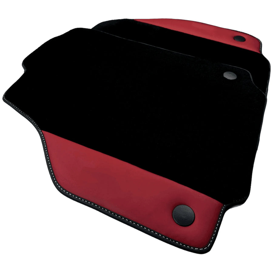 Black Floor Mats for Ferrari 458 GT2 (2012-2015) with Bordeaux Nappa Leather