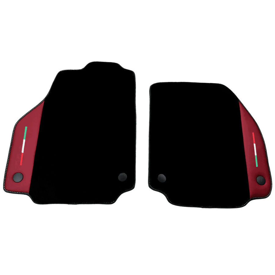 Black Floor Mats for Ferrari 458 GT2 (2012-2015) with Bordeaux Nappa Leather | Italian Edition