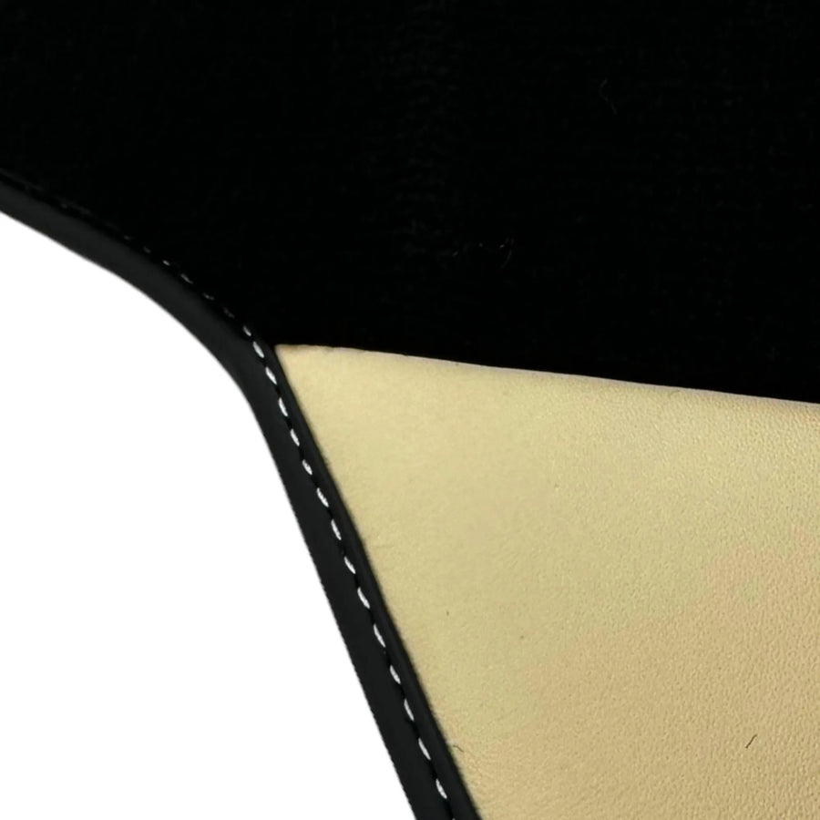 Black Floor Mats for Ferrari 458 GT2 (2012-2015) with Crema Nappa Leather