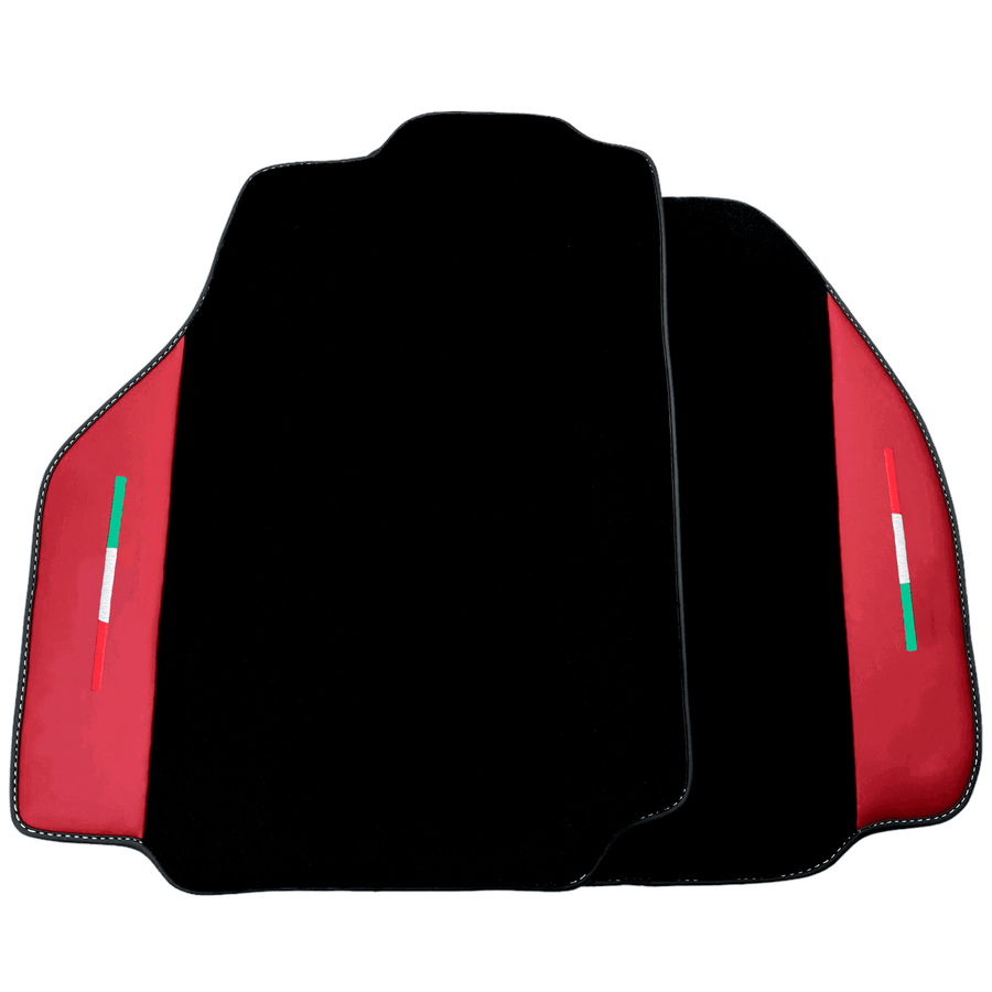 Black Floor Mats for Ferrari 458 Speciale (2012-2015) with Bordeaux Nappa Leather | Italian Edition