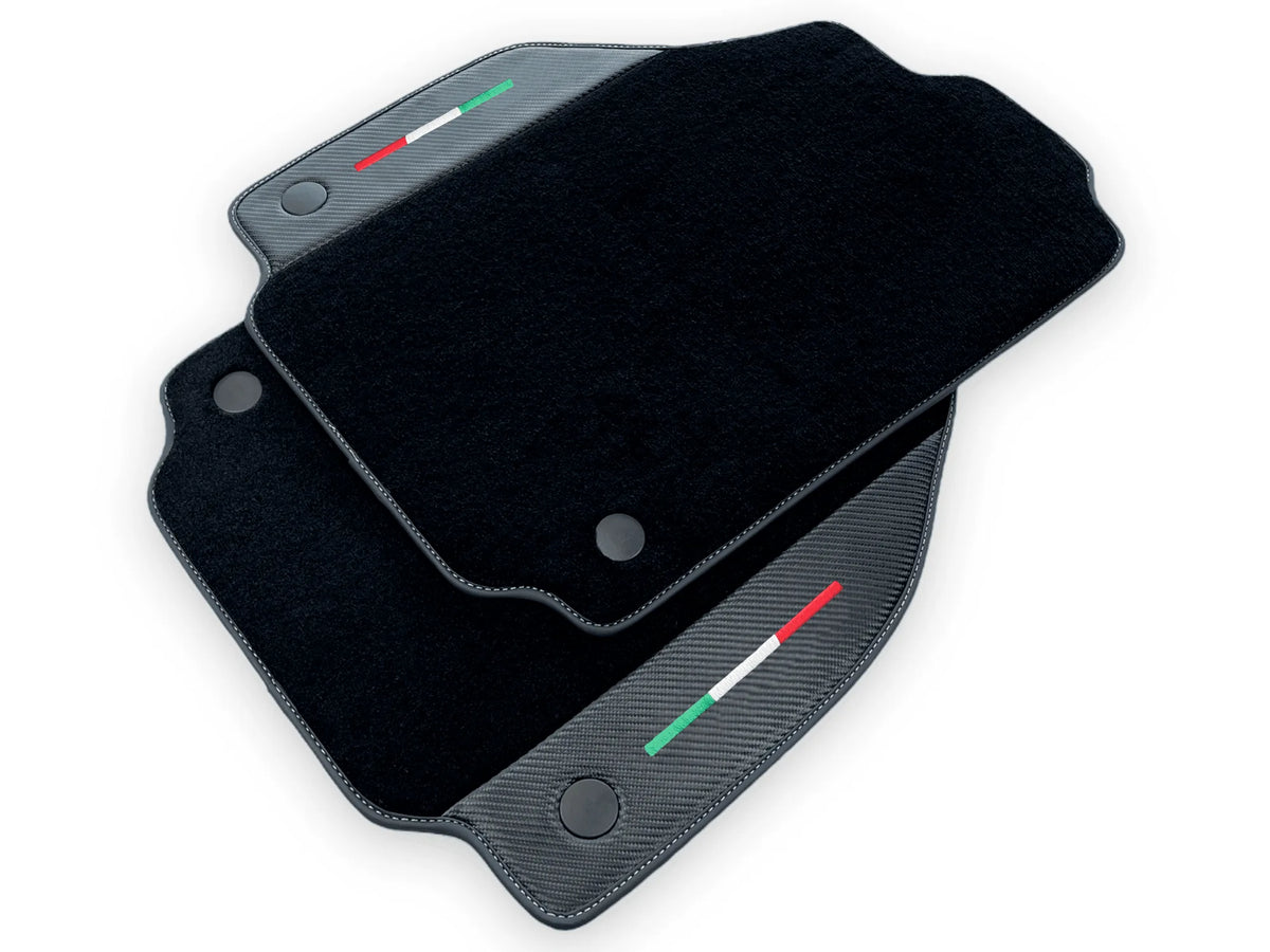 Black Floor Mats For Ferrari 458 Italia 2009-2015 With Carbon Fiber Leather - AutoWin